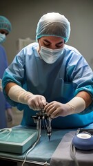 Canvas Print - Surgeon performing laparoscopic surgery