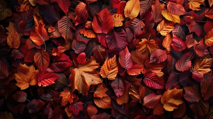 Wall Mural - A collection of fallen leaves scattered on the ground, often found in autumn or fall landscapes