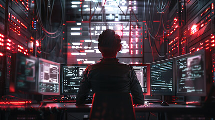 Neon light cloud computing futuristic technology and cloud storage illustration embodies network technologies cyberspace, showcasing a futuristic server in isometric perspective, dark background.
