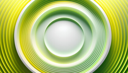 Wall Mural - abstract circular design with green and yellow layers over a white center