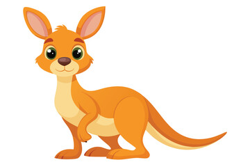 Poster - A charming cartoon kangaroo with a friendly expression stands on a white background, showcasing its playful and adorable character