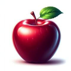 Wall Mural - red apple with leaf