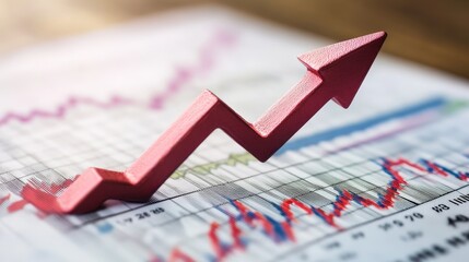 An arrow pointing upwards on a financial chart, symbolizing positive economic trends and recovery.