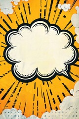 Wall Mural - a simple design featuring a yellow background with a black and white cloud illustration