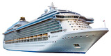 Large white luxury cruise ship isolated on transparent background