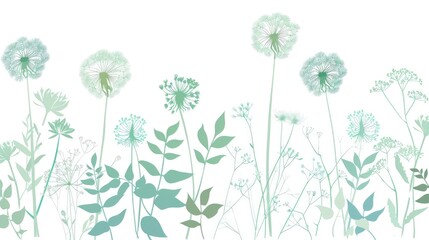 Poster - A simple line drawing of dandelion seeds blowing 