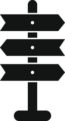 Sticker - Black and white illustration of a blank triple road sign on a wooden post, perfect for guiding people on their journey