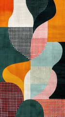 Wall Mural - Vibrant abstract design showcases a blend of curves and geometric forms in various colors and textures