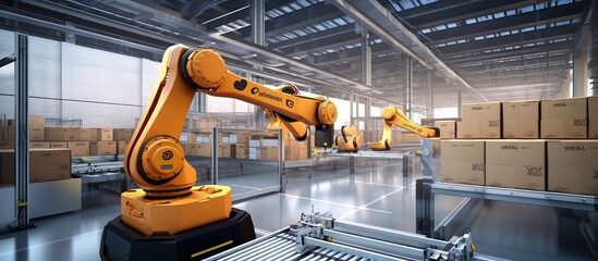 Automation manufacturing robot controlled.