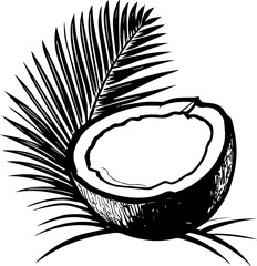 Wall Mural - Coconut with leaf isolated on a white background