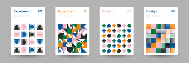 Geometric Abstract Cover Poster Set. Abstract Shape Background for Magazine Brochure Flyer and Page Layout. Vector Illustration