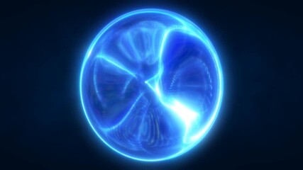 Wall Mural - a glowing blue orb with fluid, swirling patterns inside, set against a dark background. perfect for 