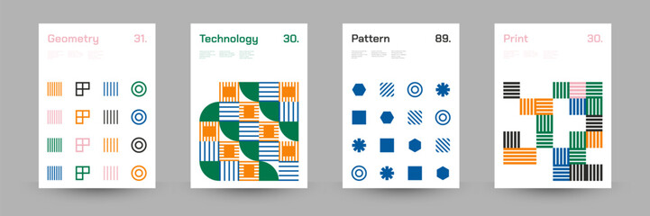 Geometric Abstract Cover Poster Set. Abstract Shape Background for Magazine Brochure Flyer and Page Layout. Vector Illustration