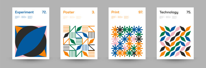 Geometric Abstract Cover Poster Set. Abstract Shape Background for Magazine Brochure Flyer and Page Layout. Vector Illustration