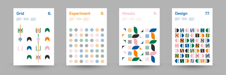 Geometric Abstract Cover Poster Set. Abstract Shape Background for Magazine Brochure Flyer and Page Layout. Vector Illustration