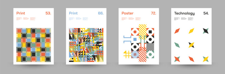 Geometric Abstract Cover Poster Set. Abstract Shape Background for Magazine Brochure Flyer and Page Layout. Vector Illustration