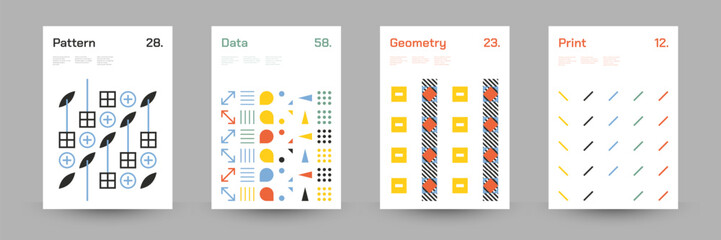 Geometric Abstract Cover Poster Set. Abstract Shape Background for Magazine Brochure Flyer and Page Layout. Vector Illustration