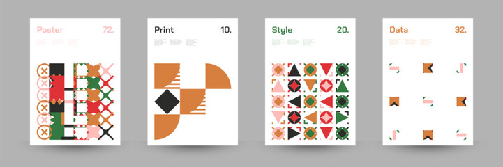 Geometric Abstract Cover Poster Set. Abstract Shape Background for Magazine Brochure Flyer and Page Layout. Vector Illustration