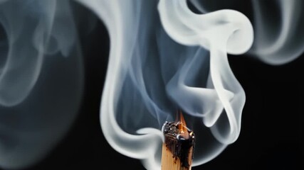 Poster - A cloud of thick smoke billowing from a match that was just extinguished leaving behind a charred and ashy tip.