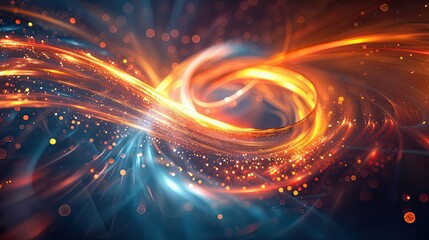 Wall Mural - Dynamic abstract image showcasing glowing energy swirls intertwined with a bokeh effect, representing motion, light, and creative power.
