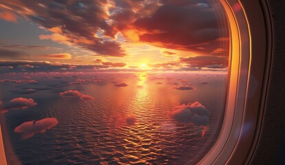 Wall Mural - Sunset View from Airplane Window