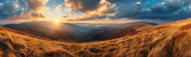 Poster - Sunset over Mountain Range