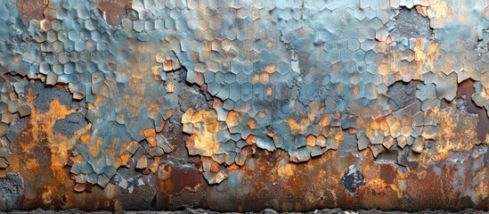 Poster - Abstract Rusty Surface with Hexagon Pattern