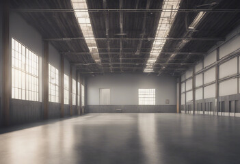 Wall Mural - 3D empty hall of modern interior of a warehouse