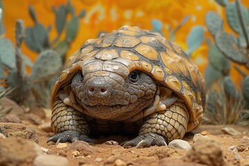 Wall Mural - A Close-up of a Tortoise in its Natural Habitat