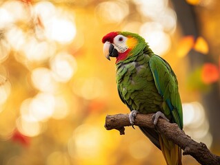 parrot isolated on autumn background