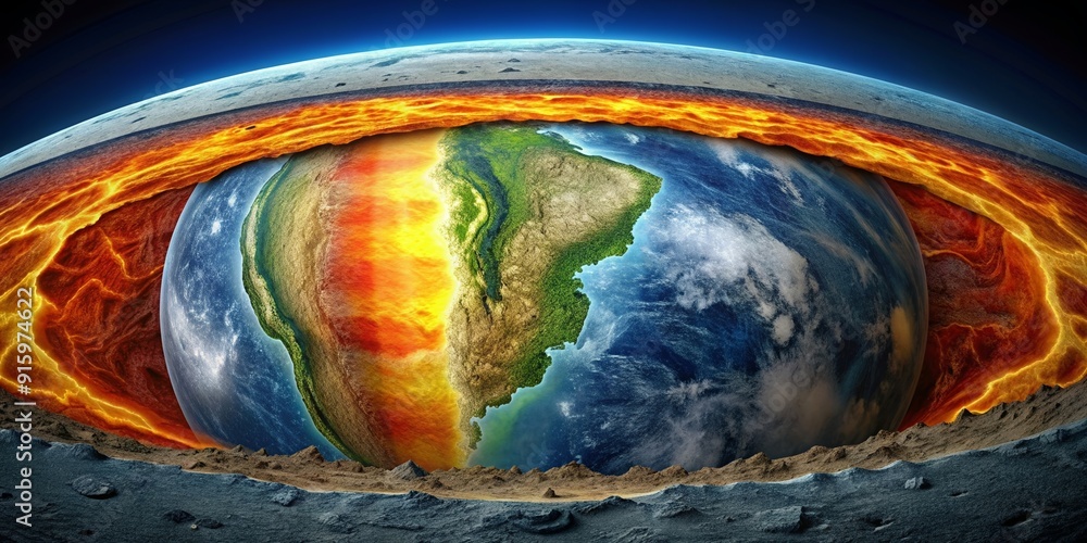 of Earth's crust with geological features and layers, textured design ...