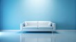 © suwatthana - White and blue studio background with white sofa , minimalistic, modern, clean, interior design, luxury, elegant, chic