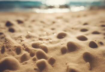 Sand beach of sunny day with bokeh background