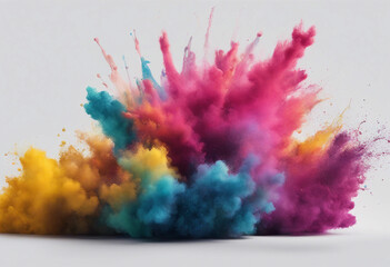 Wall Mural - set of abstract explosion of colored powder colorful paint splashes element for design isolated on w