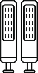 Poster - Line drawing of two modern electric heaters providing warmth to a room