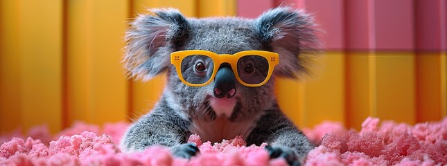 Canvas Print - Koala Wearing Sunglasses in a Colorful Setting