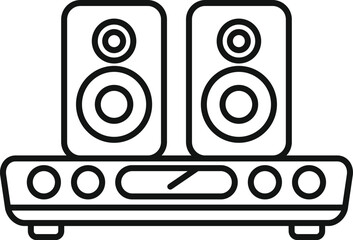 Sticker - Audio system with two loudspeakers standing on platform playing music