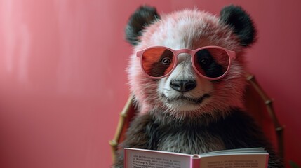 Poster - Cool Panda Reading a Book