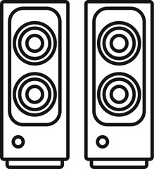 Poster - Line art icon of a pair of computer speakers, representing a modern approach to audio equipment