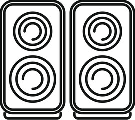 Sticker - Simple black and white icon of two audio speakers standing side by side