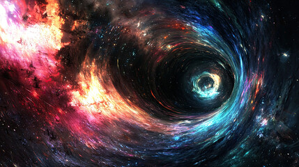 Wall Mural - travel through a wormhole - time and space journey, interstellar passage, cosmic tunnel effect, futu