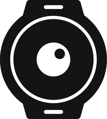 Poster - Black and white icon of a smartwatch showing a camera lens, symbolizing the watch's photo and video capabilities