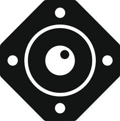 Poster - Simple black and white icon of a speaker, representing audio equipment and sound production