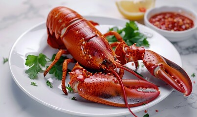 Fresh Lobster Gourmet cuisine delicious seafood on a plate Generate AI