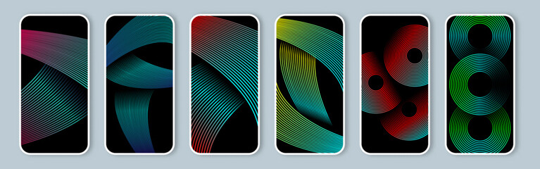 Wall Mural - modern blue and pink gradient wave lines art mobile phone screen wallpaper design template