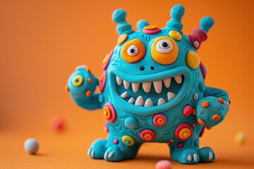 Wall Mural - A colorful monster made of clay. AI.