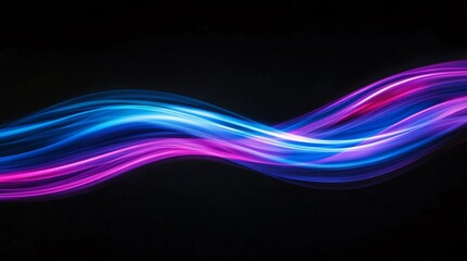 Wall Mural - Abstract blue and pink light streaks against a black background.