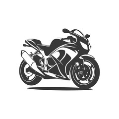 Black and White Illustration of a Modern Motorcycle