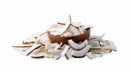 coconut dried fruit flakes isolated on transparent background