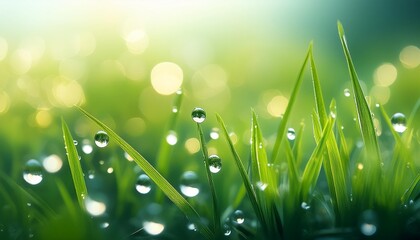 Poster - dew drops on the grass macro background desktop background selective focus